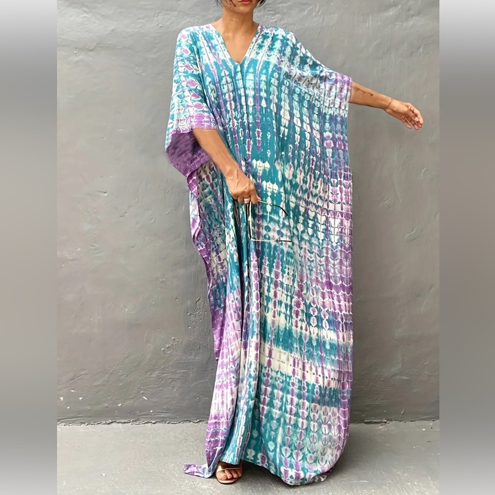 CELEBRATE MERMAID MIX BOHO S-4XL LOUNGE COVERUP ROBE GOWN RESORT DRESS KAFTAN